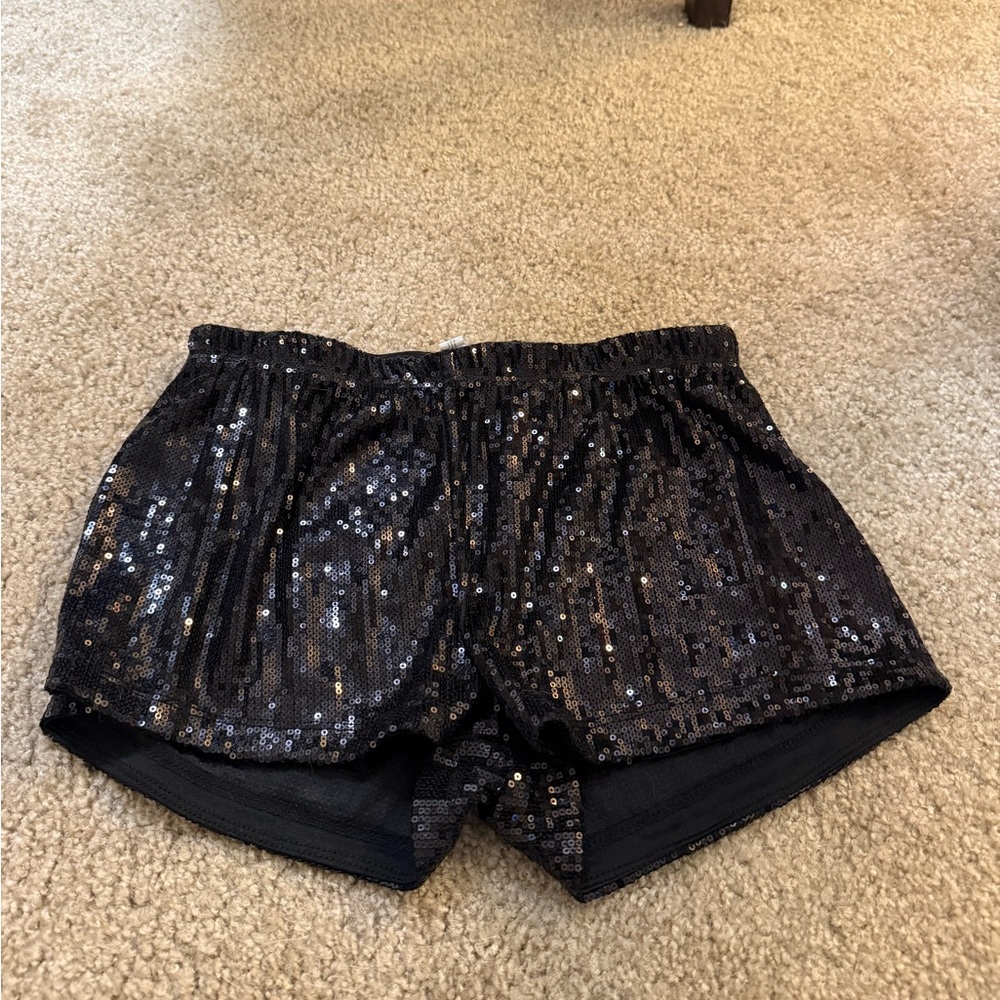 Amscan Black Sequin Athletic Shorts Sz S EUC